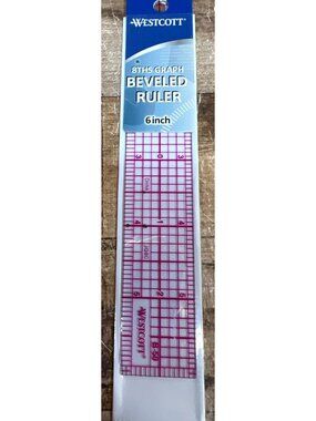 Westcott 8ths Graph Beveled Ruler 6 Inch Durable Plastic Precision Tool